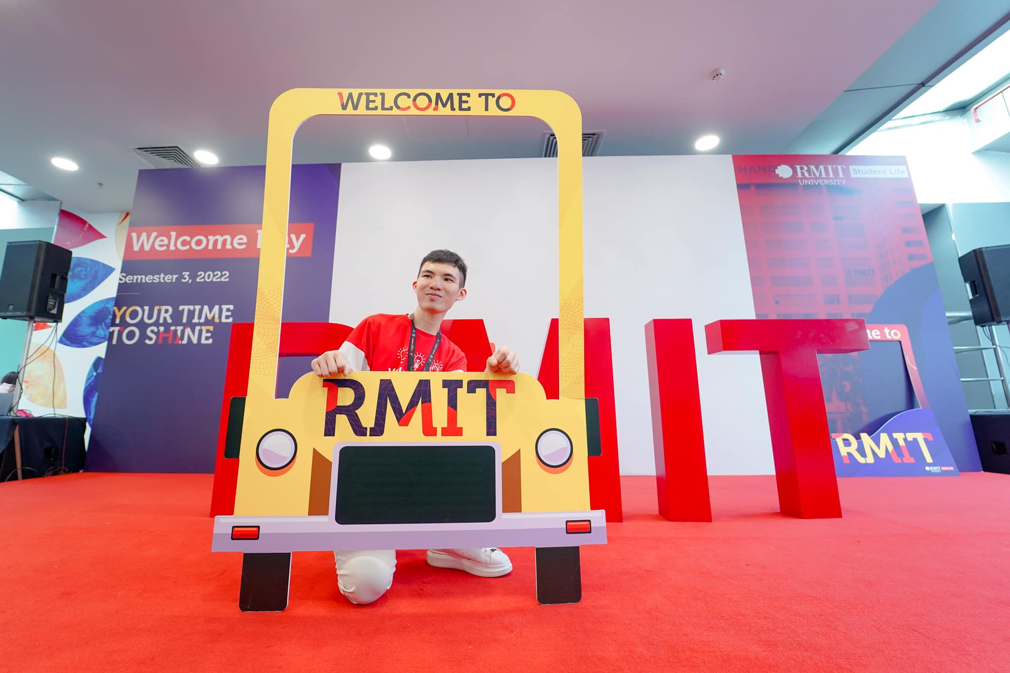 Ha Viet Tinh with an RMIT photo booth