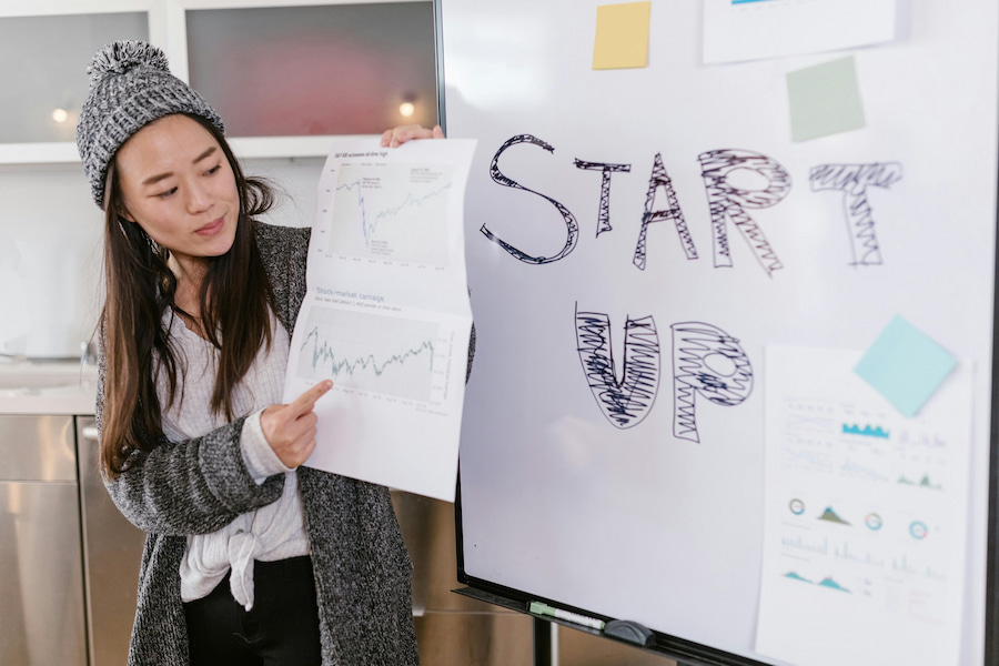 Woman presenting business plan